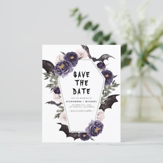 Papier Budget Halloween Enregistrer la date Mariage gothi (Debout devant)