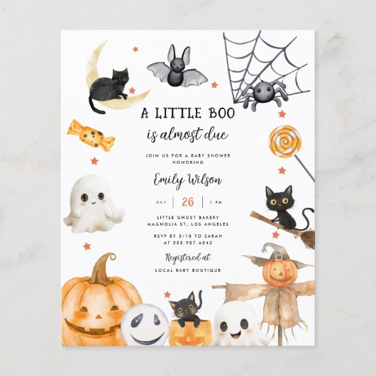 Papier BUDGET Halloween Fantôme Un petit Baby shower (Devant)