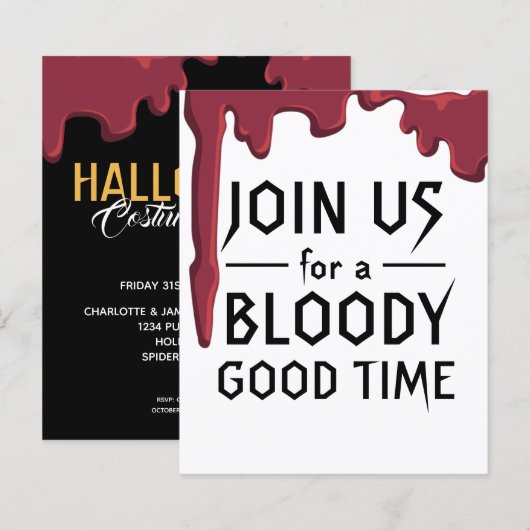 Papier BUDGET Halloween fête sanglante Bonne heure (Devant / Derrière)