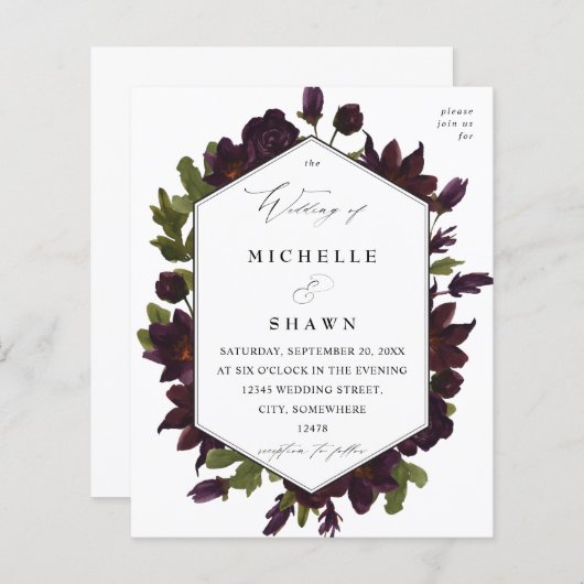 Papier Budget Halloween Mariage floral pourpre - SM (Devant / Derrière)