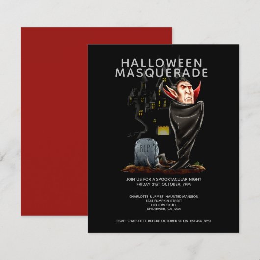 Papier BUDGET Halloween Masquerade Count Dracula Tombe (Devant / Derrière)