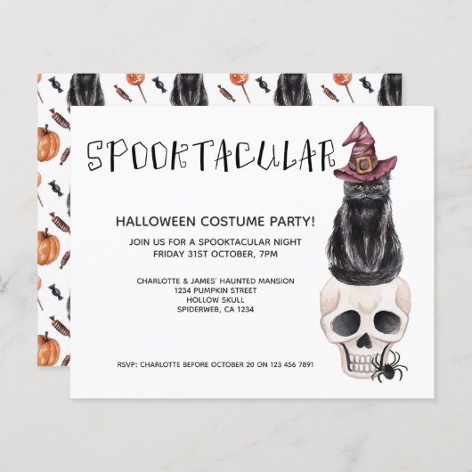 Papier BUDGET Halloween Spooktaculaire Chat noir sur le c (Devant / Derrière)