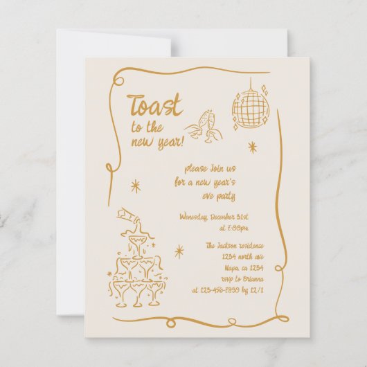 Papier BUDGET Hand Drawn Illustrated New Years Eve Party (Devant)