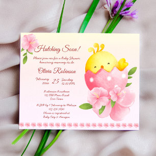 Papier Budget Hatching soon poule fille rose printemps bé