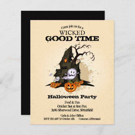 Papier Budget Haunted Maison Halloween Invitations (Devant / Derrière)
