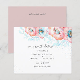 Papier BUDGET Hellebore Turquoise Peach Floral Mariage