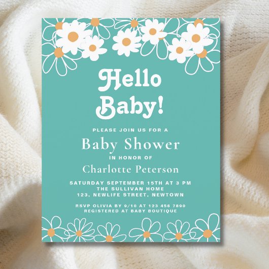 Papier Budget Hello Baby Daisy Baby shower Invitation