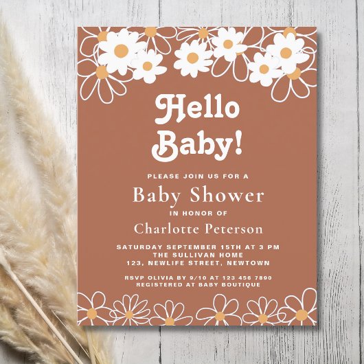 Papier Budget Hello Baby Daisy Baby shower Invitation