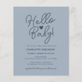 Papier Budget Hello Baby Dusty Baby shower bleu Invitatio (Devant)