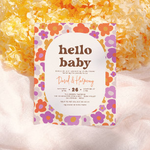 Papier Budget Hello Baby Retro Orange Marguerite Baby Sho