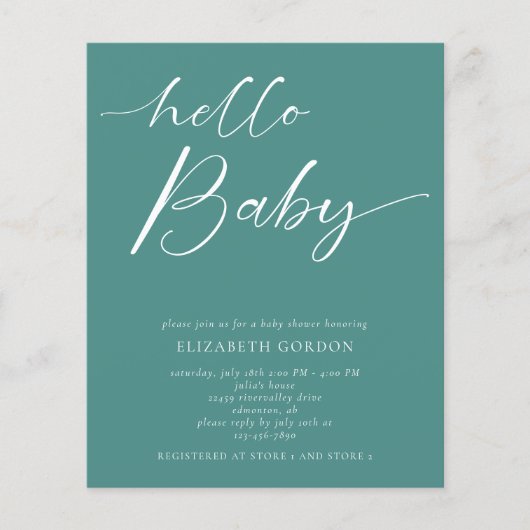 Papier Budget Hello Baby shower minimal genre neutre (Devant)