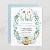 Papier Budget He's A Wild One 1st Birthday Invitation (Devant / Derrière)