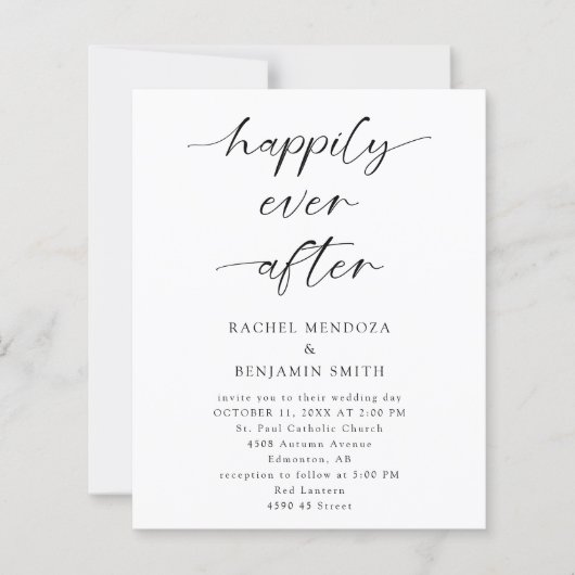 Papier Budget Heureux Jamais après Mariage minimal Élégan (Devant)