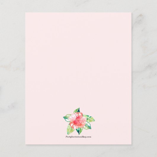 Papier Budget Hibiscus tropicaux Invitations d'anniversai (Dos)