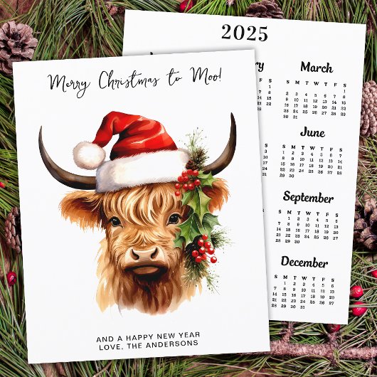 Papier Budget Highland Cow 2025 Calendrier Joyeux Noël
