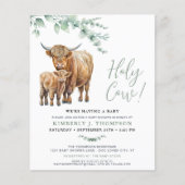 Papier Budget Highland Cow Greenery Baby shower Invitatio (Devant)