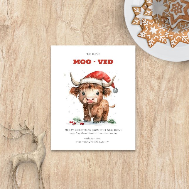 Papier Budget Highland Cow Nouvelle adresse Joyeux Noël (Budget price)