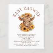 Papier Budget Highland Cow Sunflower Baby shower (Devant)