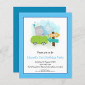 Papier Budget Hippo Toddler 1er Anniversaire Fête Invitat (Devant / Derrière)