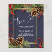 Papier BUDGET Hiver Baies rouges Pine Cônes Mariage (Devant)