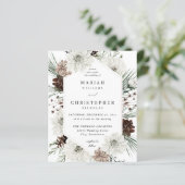 Papier Budget Hiver Blanc Floral & Mariage de pin (Debout devant)