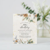 Papier Budget Hiver Blanc Floral Végétation Invitation (Debout devant)
