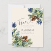 Papier BUDGET Hiver Bleu Chardon Mariage Eucalyptus (Devant)