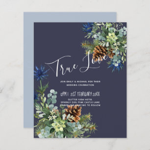 Papier BUDGET Hiver Bleu Chardon Mariage Eucalyptus