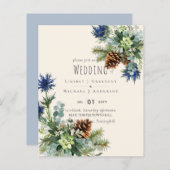 Papier BUDGET Hiver Bleu Chardon Mariage Eucalyptus (Devant / Derrière)