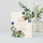 Papier BUDGET Hiver Bleu Chardon Mariage Eucalyptus (Debout devant)