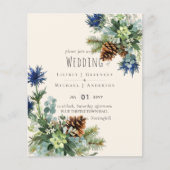 Papier BUDGET Hiver Bleu Chardon Mariage Eucalyptus (Devant)