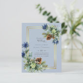 Papier BUDGET Hiver Bleu Chardon Mariage Invite (Debout devant)