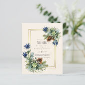 Papier BUDGET Hiver Bleu Chardon Mariage Invite (Debout devant)