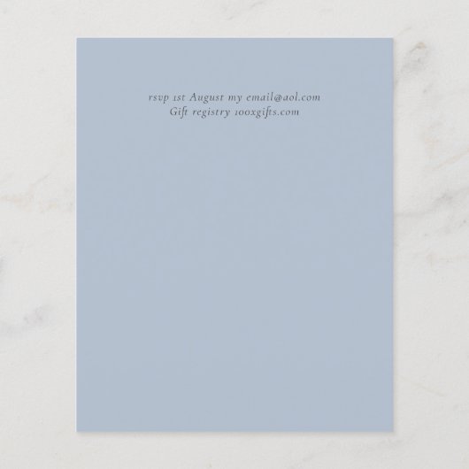 Papier BUDGET Hiver Bleu Chardon Mariage Invite (Dos)