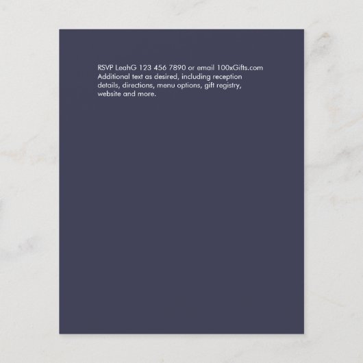 Papier BUDGET Hiver Bleu Chardon Mariage Invite (Dos)