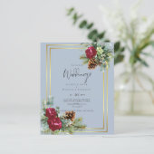 Papier BUDGET Hiver Bleu Chardon Mariage Invite (Debout devant)