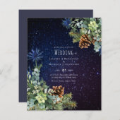 Papier BUDGET Hiver Eucalyptus Pine Cônes Mariage (Devant / Derrière)