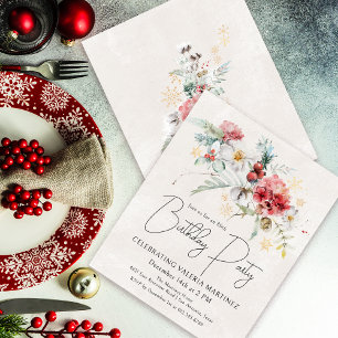 Papier Budget hiver Fleurs d'aquarelle 80e anniversaire