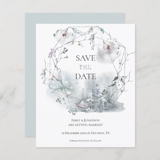 Papier Budget Hiver Foliage Mariage Enregistrer La Date (Devant / Derrière)