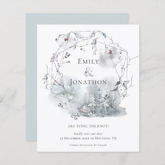 Papier Budget Hiver Foliage Noms Mariage Enregistrer La D (Devant / Derrière)