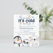Papier Budget Hiver Invitation au Baby shower animal de l (Debout devant)