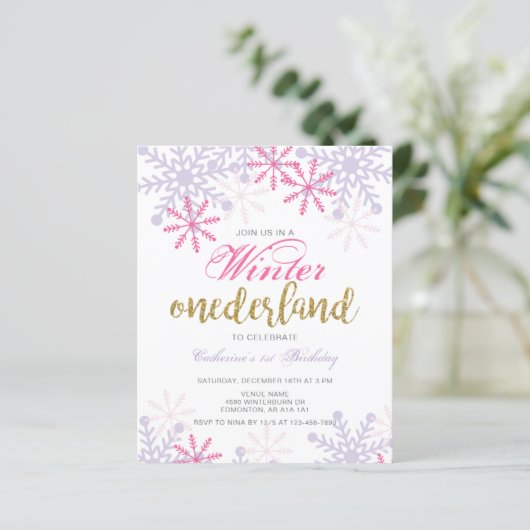 Papier Budget hiver Onederland 1er anniversaire Neige ros (Debout devant)