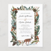 Papier Budget Hiver Végétation Pine Cône Mariage Invitati (Devant)