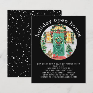 Papier Budget Holiday Open House Party Invitation noir