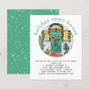 Papier Budget Holiday Open House Party Invitation Turquoi