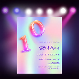 Papier Budget Holographique rose violet 10e anniversaire