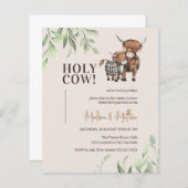 Papier Budget Holy Cow Greenery Rustic Baby shower Invita (Devant / Derrière)