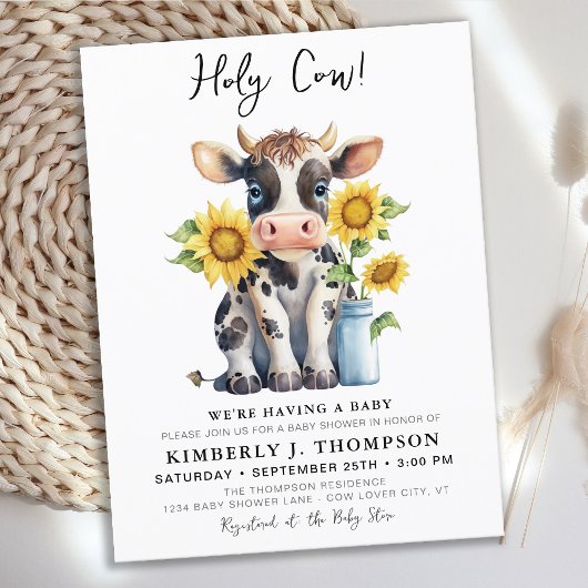 Papier Budget Holy Cow Sunflowers Baby shower Invitation
