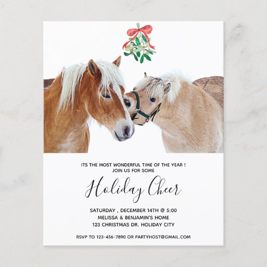 Papier Budget Horse Noël Mistletoe Pony Invitation (Devant)