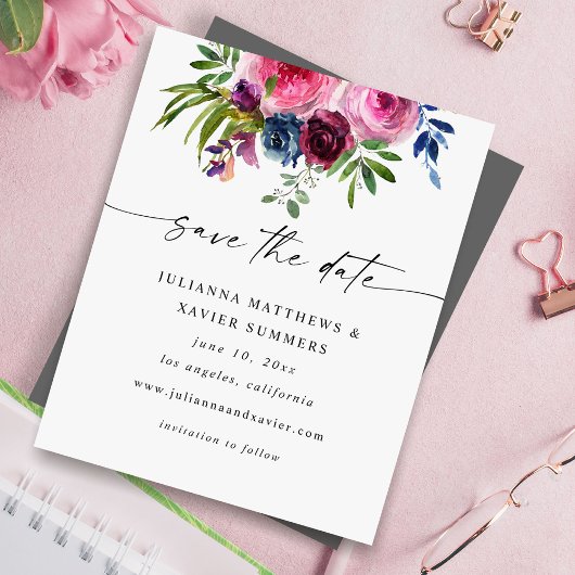 Papier Budget Hot Pink & Navy Blue Floral Enregistrer la 